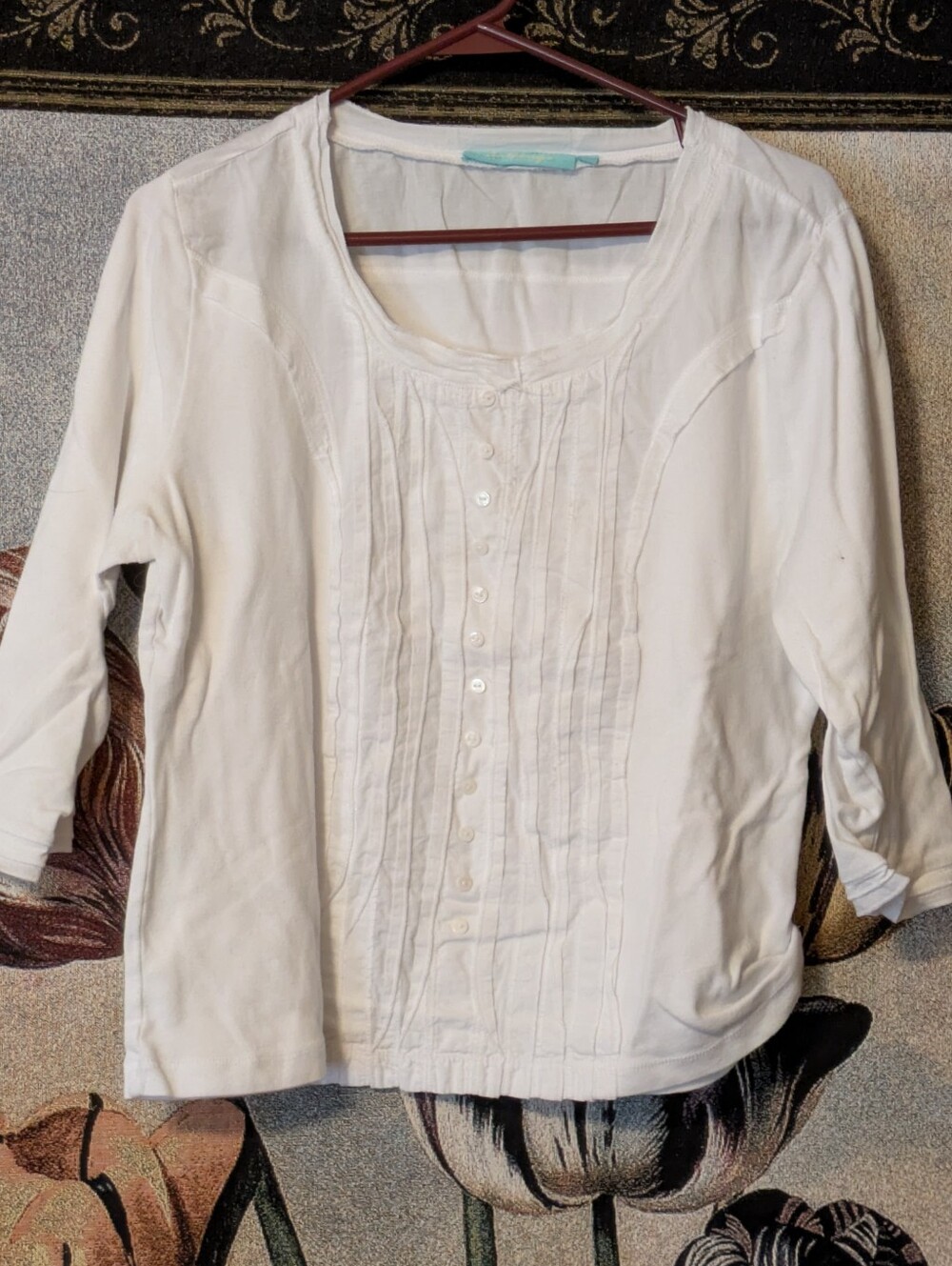 Anthony's Resort Wear Classic White Women's Pintuck Button-Front Top